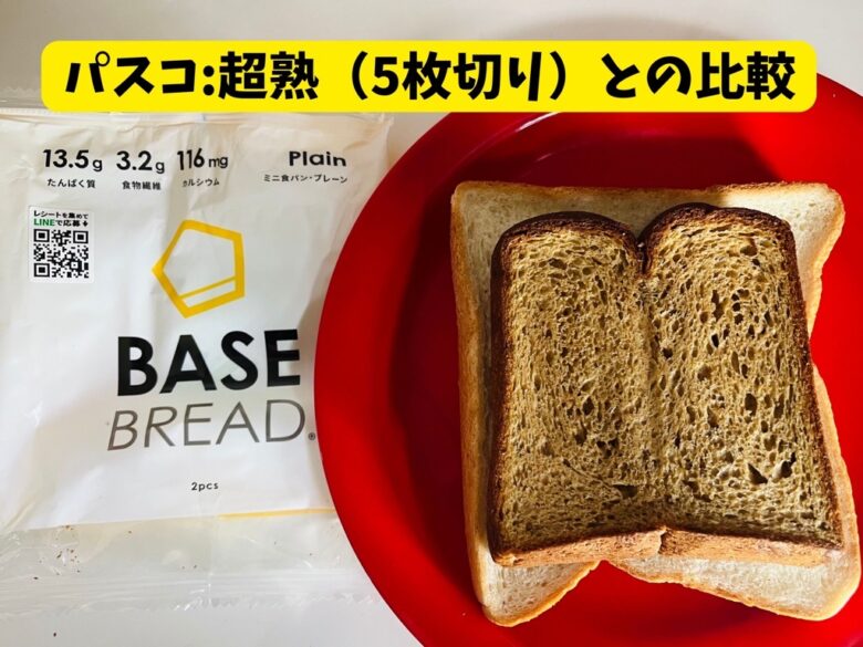 ベースブレッド　ミニ食パンの大きさを食パンと比較